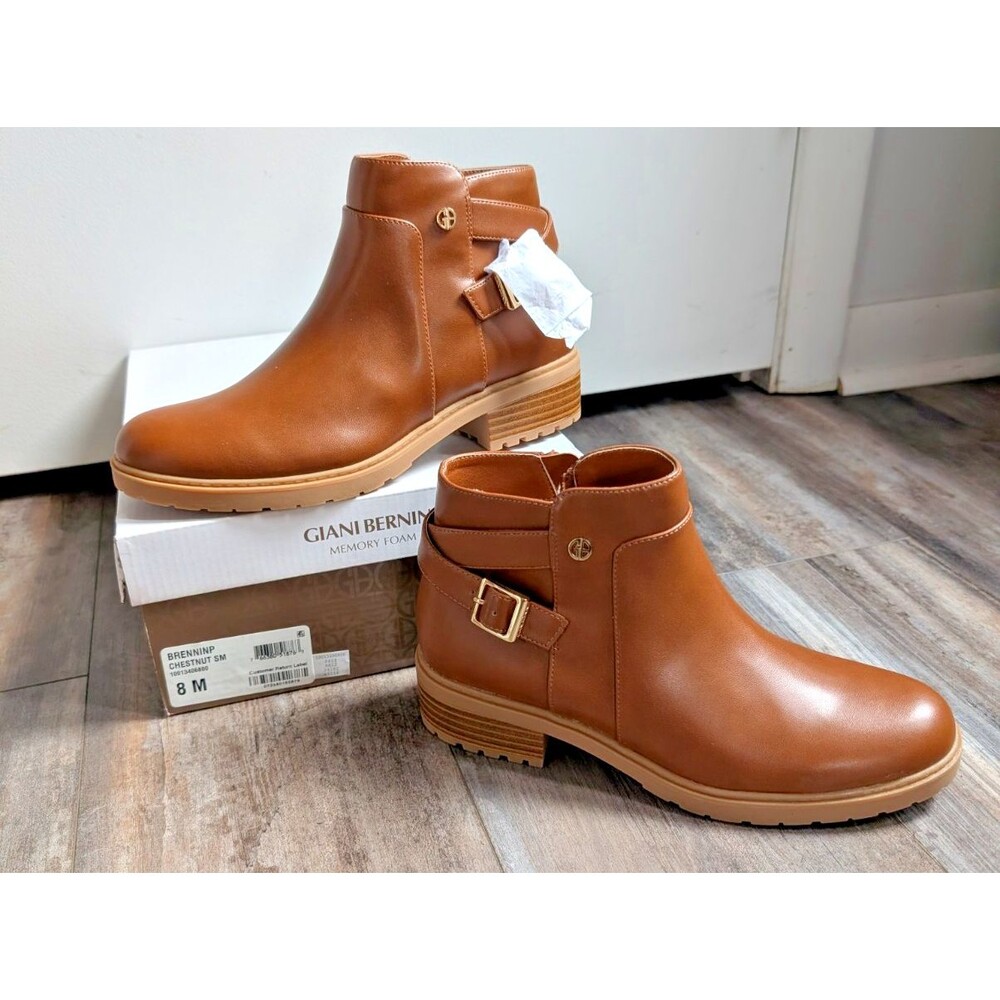 New in Box NIB Giani Bernini Womens Memory Foam Brenninp Chestnut Booties Size 8